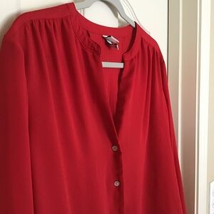 Vibrant Red Button Down Blouse